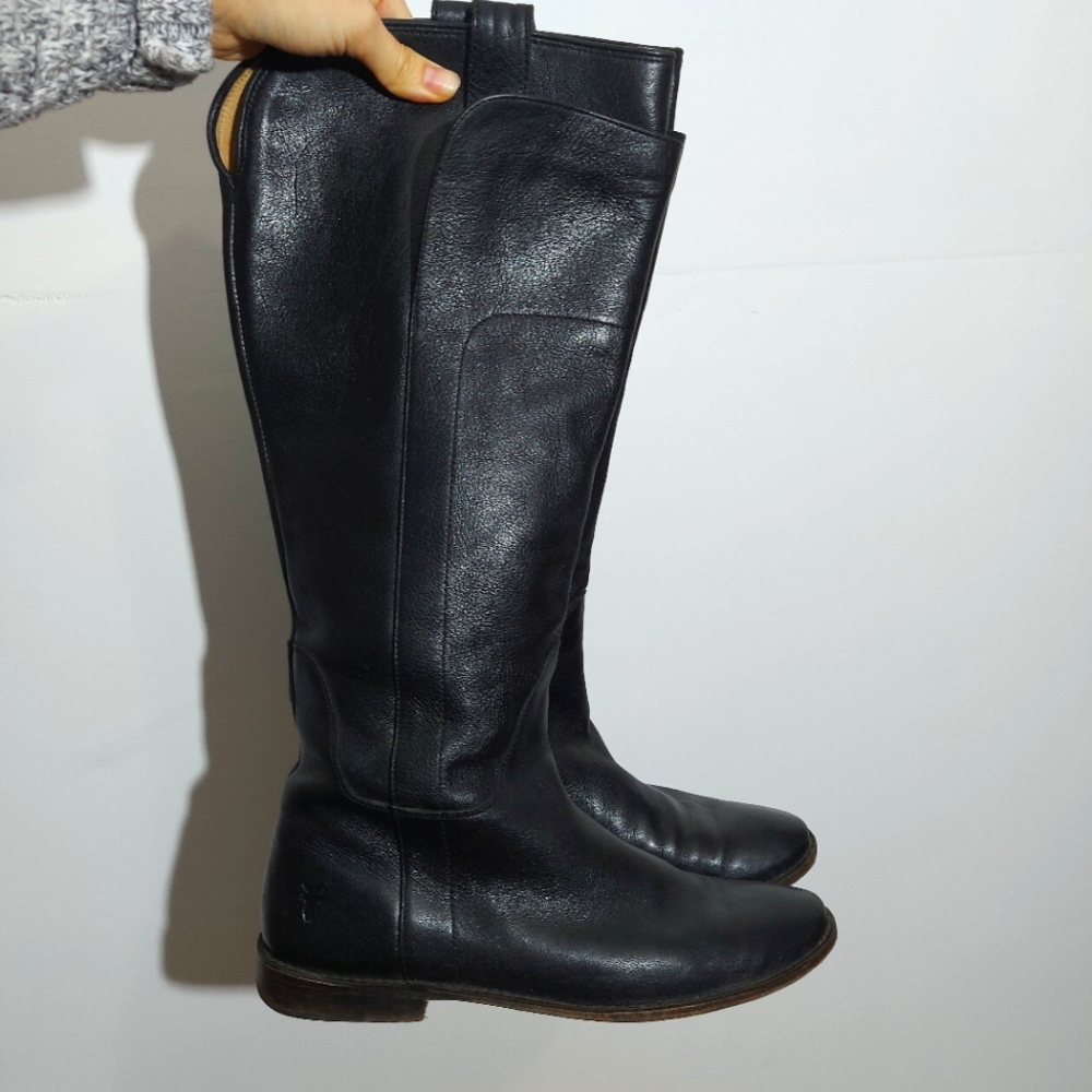 Frye Black Leather Paige Tall Riding Boot
